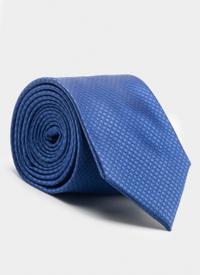 Corbata de Seda Micro Dibujos Azul