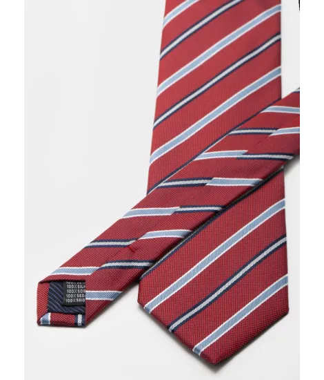 Corbata de Seda Roja con Rayas de Coloresl| JOHN TWEED 2