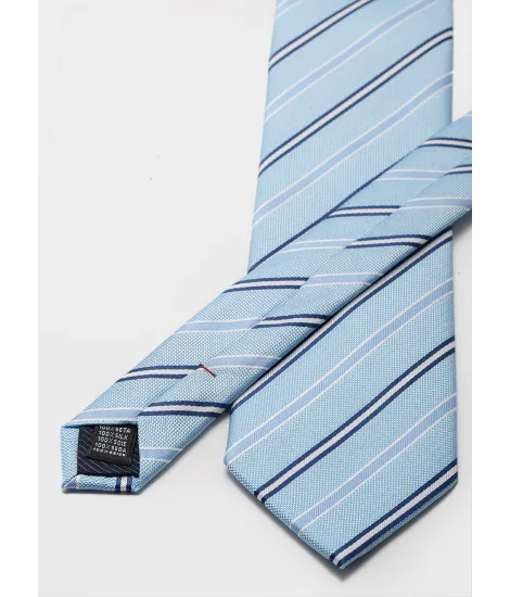 Gravata de Seda Azul Clara com Risca Cores| JOHN TWEED TAILORED 2
