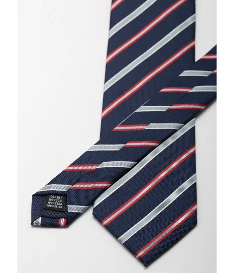 Navy Silk Tie with Color Stripes| JOHN TWEED TAILORED 2