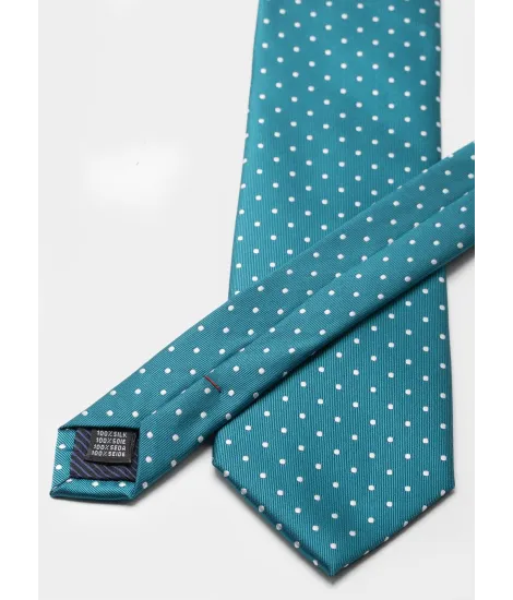 Corbata de Seda Verde com Lunares Blancosl| JOHN TWEED 2