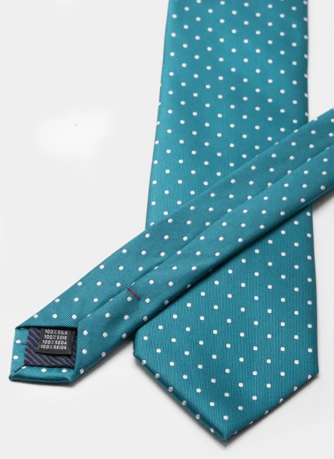 Corbata de Seda Verde com Lunares Blancosl| JOHN TWEED