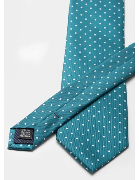 Corbata de Seda Verde com Lunares Blancosl| JOHN TWEED