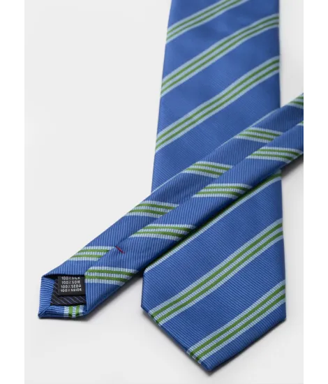 Blue with Double Green Stripe Silk Tie| JOHN TWEED TAILORED 2