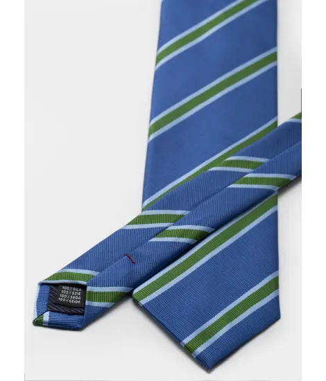 Corbata de Seda Azul con Raya Verde| JOHN TWEED 2