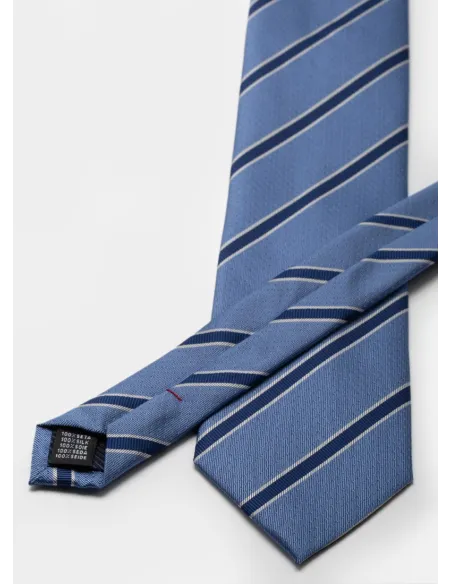 Blue Stripe Silk Tie| JOHN TWEED TAILORED