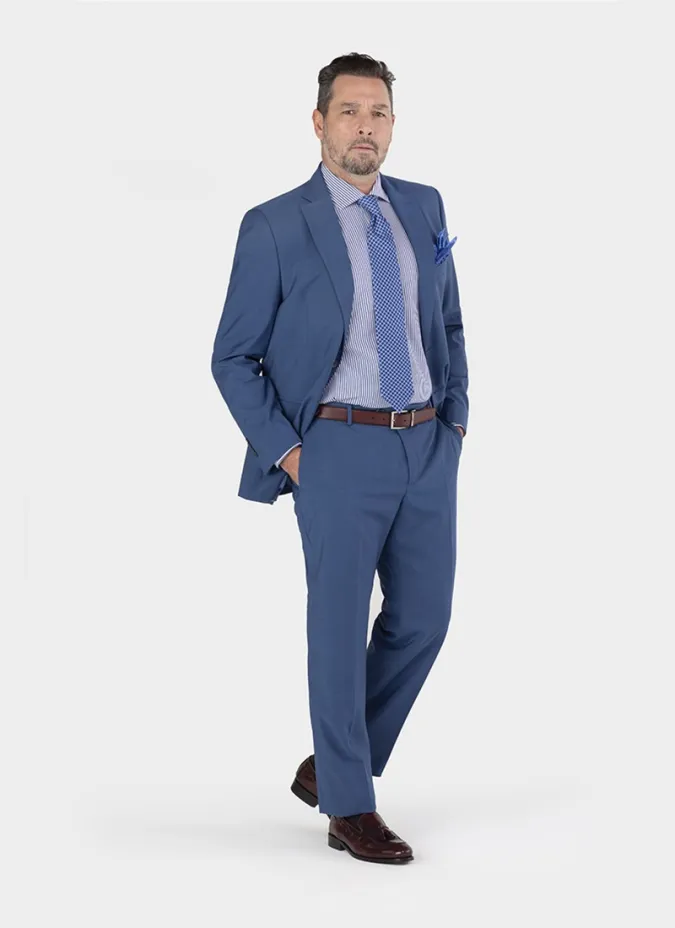 Plain Light Blue Wool Suit| JOHN TWEED TAILORED