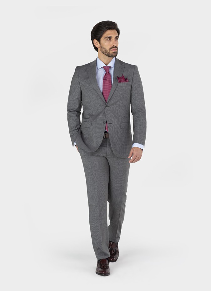 Traje de Lana Pied Poule Gris