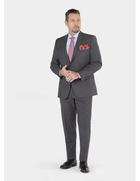 Traje de Lana Falso Liso Gris| JOHN TWEED