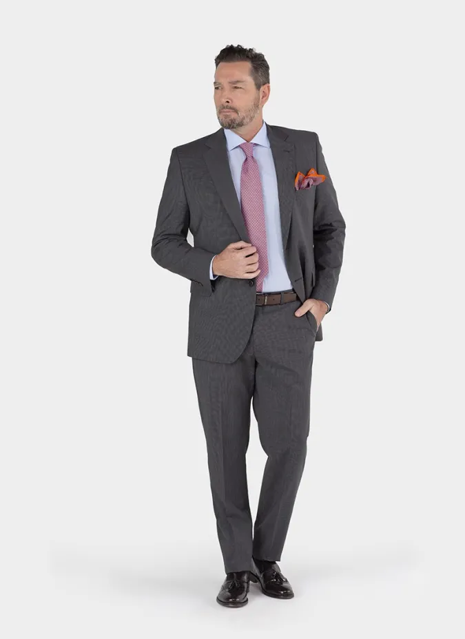 Grey Plain Weave Wool Suit| JOHN TWEED TAILORED
