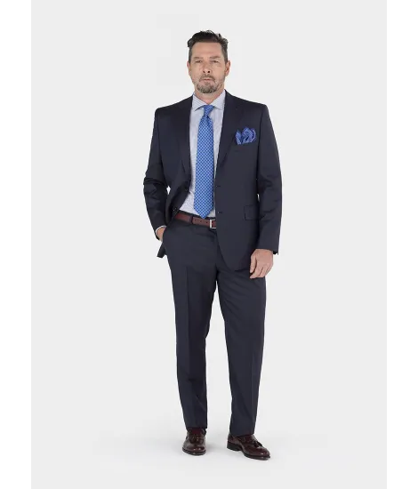 Navy Blue Plain Weave Wool Suit| JOHN TWEED TAILORED 2