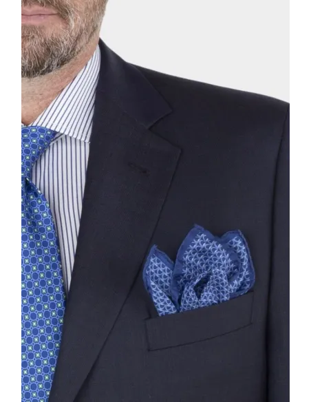 Traje de Lana Falso Liso Azul Marino| JOHN TWEED