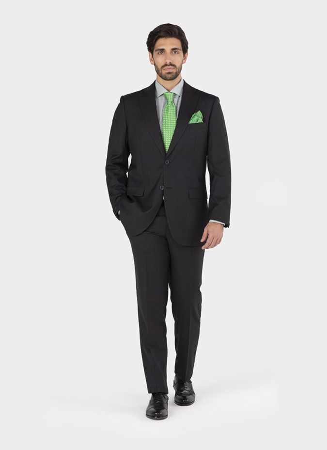 Charcoal Grey Plain Wool Suit