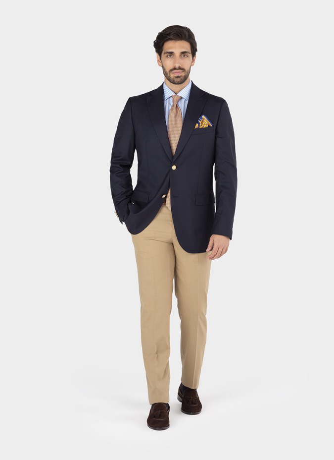 Blazer de Lã Clássico Azul Marinho
