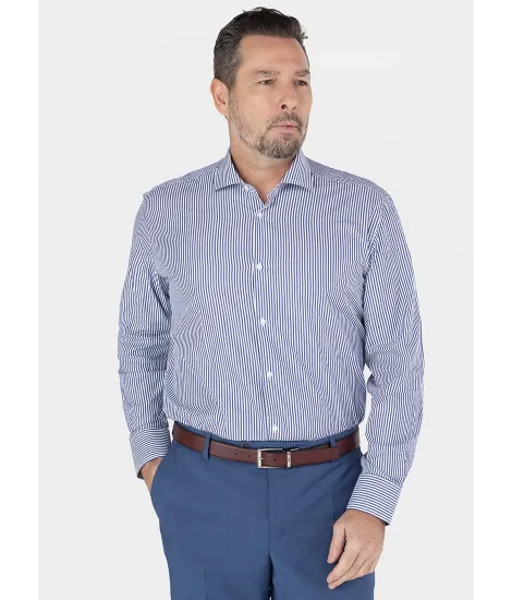 Camisa Clássica Risca Azul Escura
