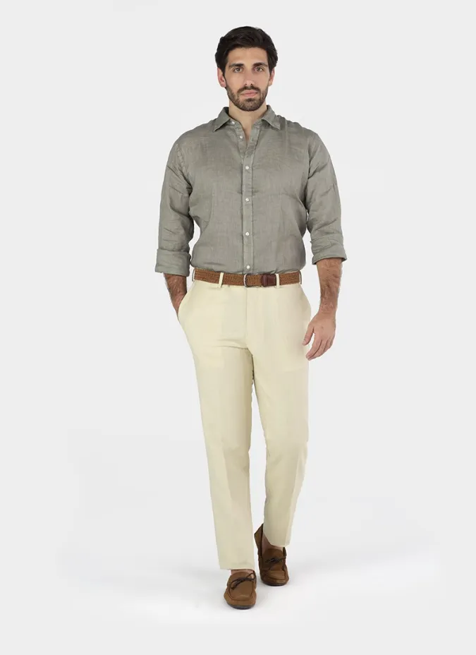 BEIGE LINEN PANTS | JOHN TWEED TAILORED