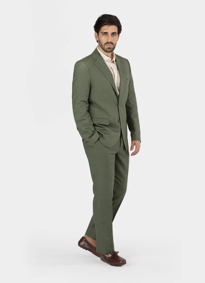 Dark Green Linen Blazer