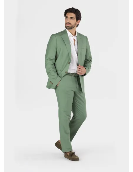 GREEN LINEN PANTS | JOHN TWEED TAILORED