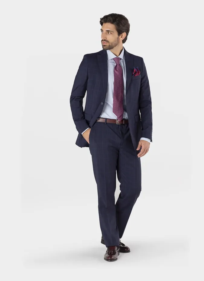 Blue Checked Wool Suit| JOHN TWEED TAILORED