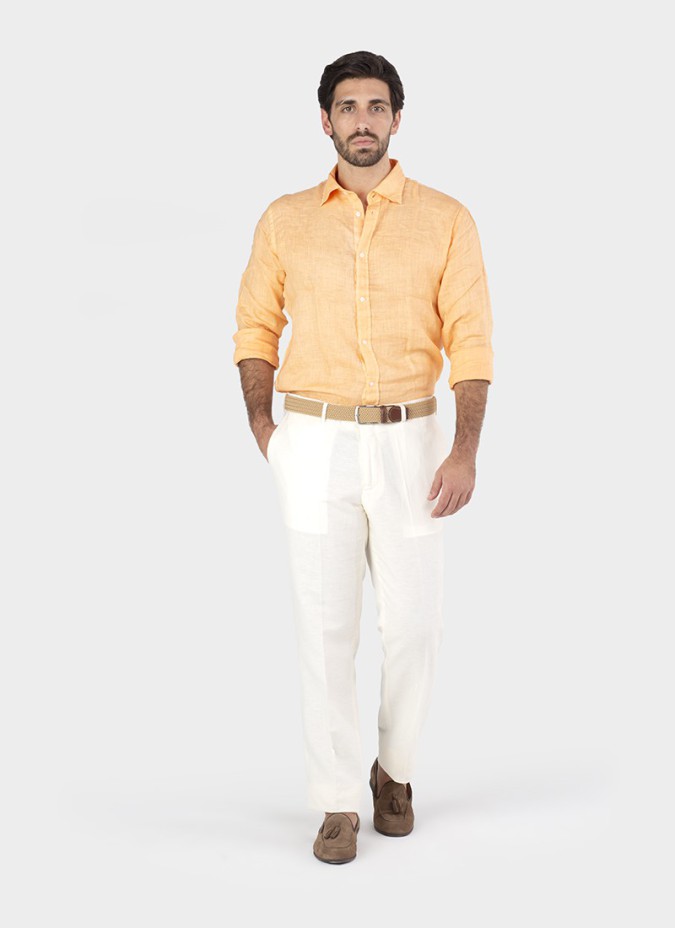 Calça de Linho Branco Pérola