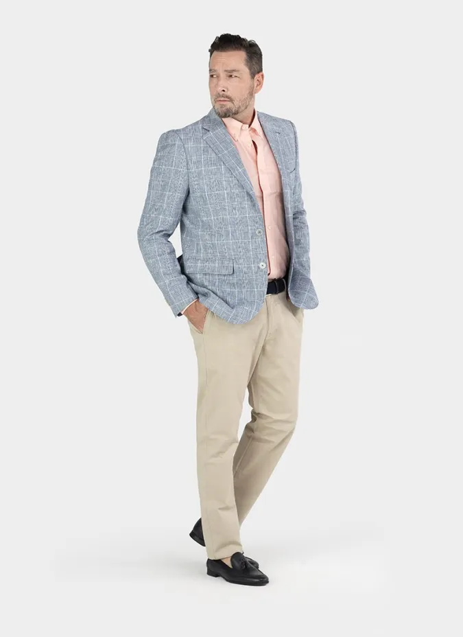 BLUE HERRINGBONE BLAZER| JOHN TWEED TAILORED