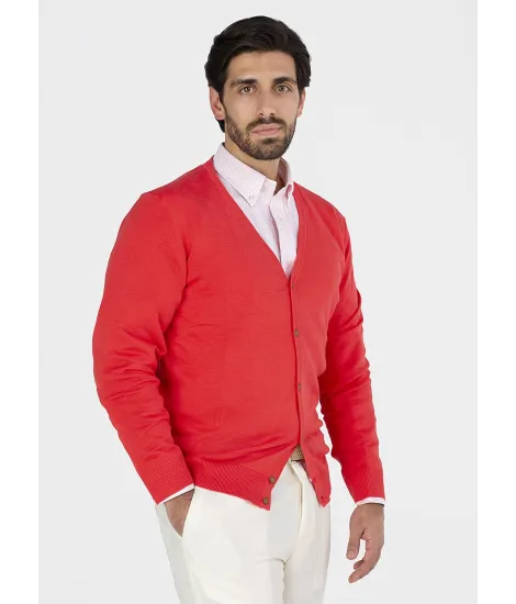 Cárdigan Hombre Rojo | Cárdigans Lisos | JOHN TWEED