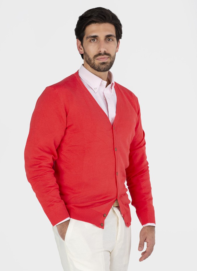 Cardigan de Algodão Coral