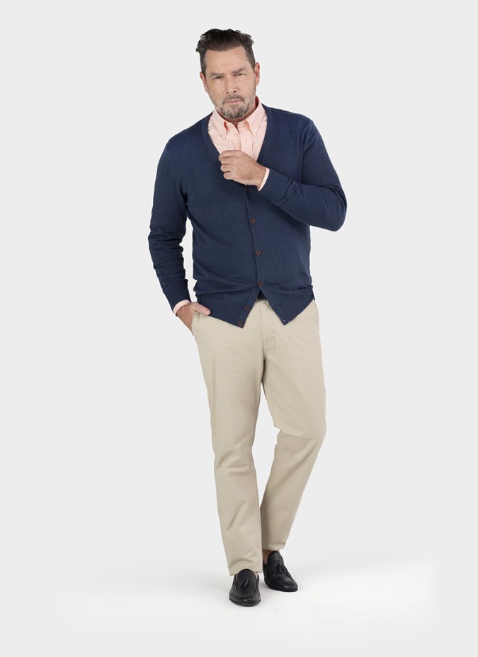 Navy Blue Cotton Cardigan