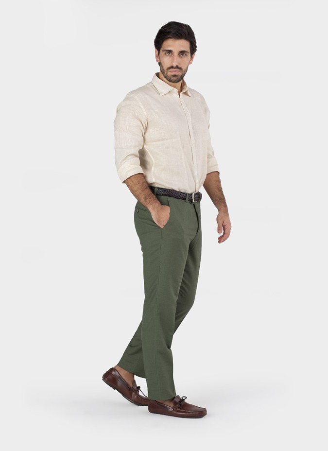 Calça de Linho Verde Seco