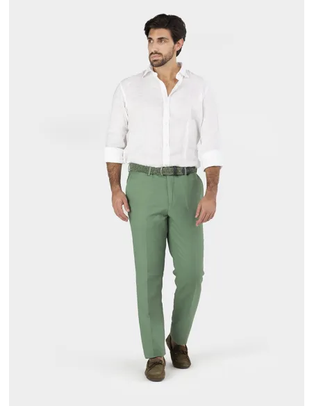 GREEN LINEN PANTS | JOHN TWEED TAILORED