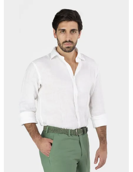 GREEN LINEN PANTS | JOHN TWEED TAILORED