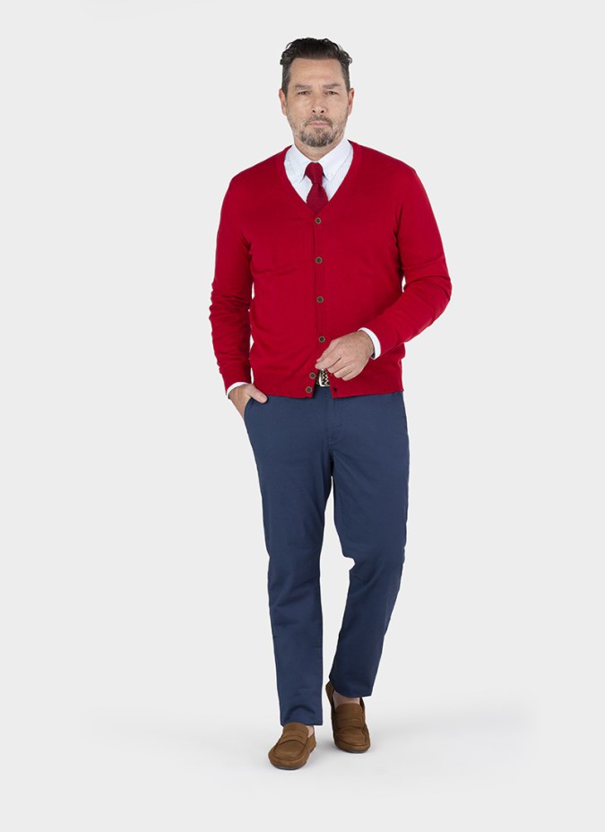 Red Cotton Cardigan
