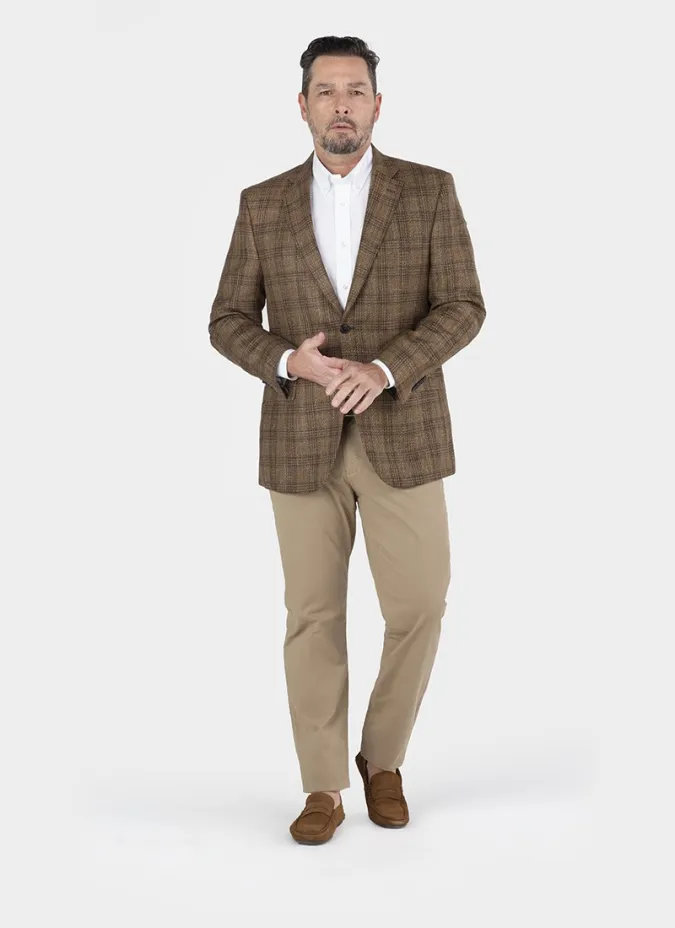 CAMEL PIED POULE BLAZER | JOHN TWEED TAILORED