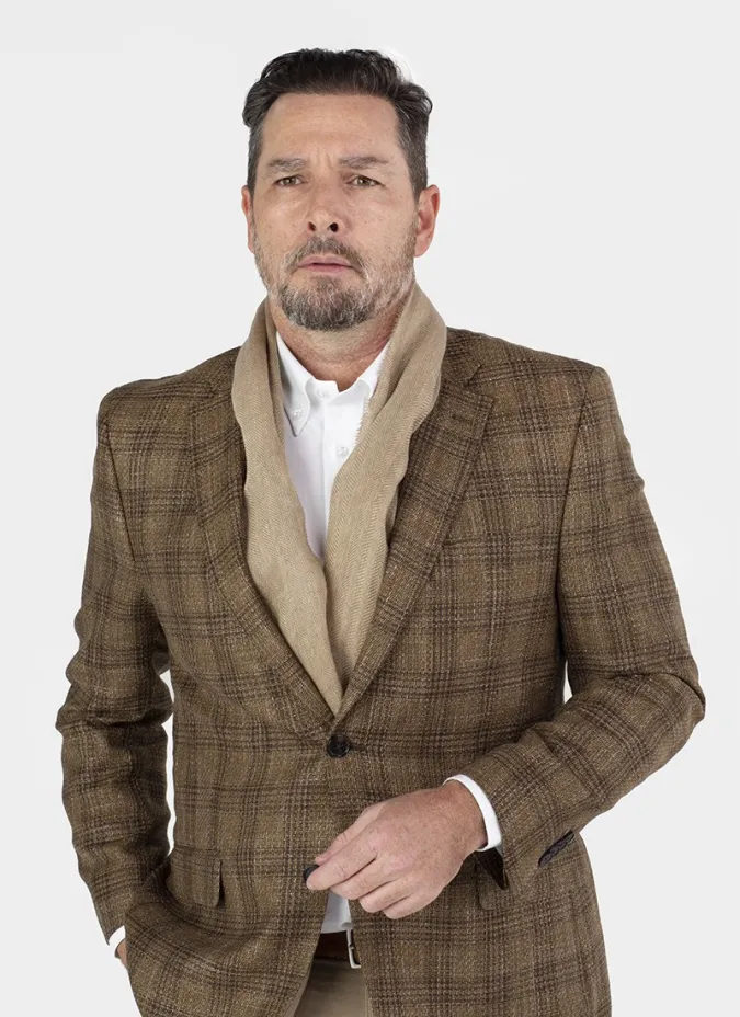 CAMEL PIED POULE BLAZER | JOHN TWEED TAILORED