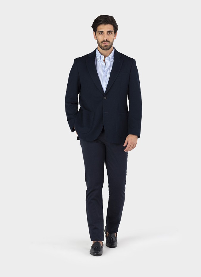 Blazer de Algodão Estrutura Azul