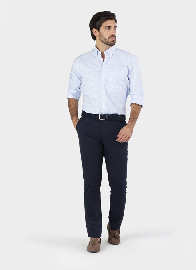 Camisa Sport Oxford Xadrez Azul