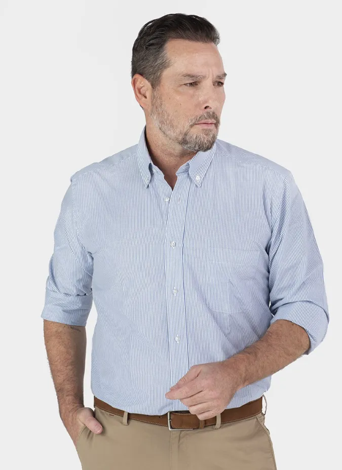 Blue Stripe Cotton Oxford Shirt | Classic Men's Shirts | JOHN TWEED
