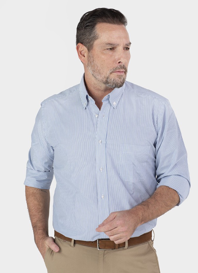 Camisa Sport Risca Azul