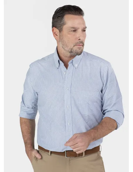 Camisa Sport con Raya Azul| JOHN TWEED