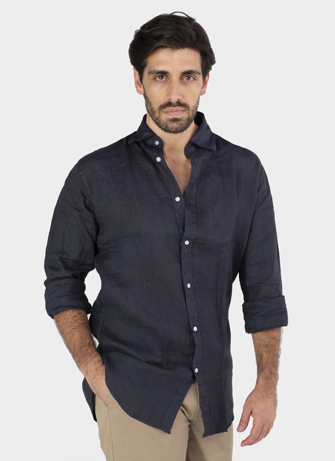 Camisa de Linho Azul Marinho