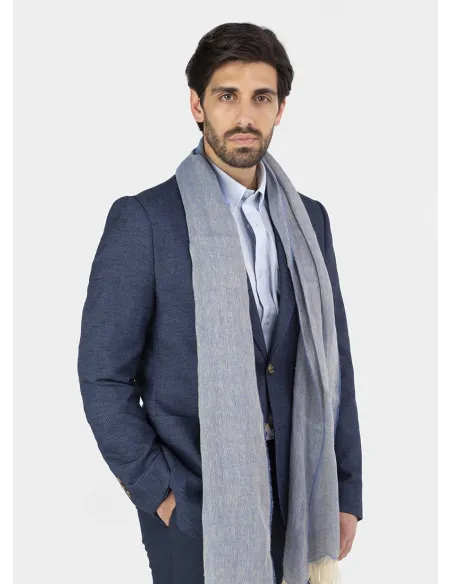 BLUE HERRINGBONE BLAZER| JOHN TWEED TAILORED