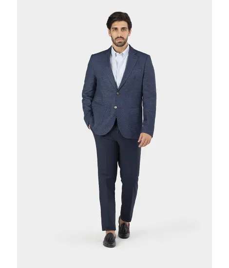 BLUE HERRINGBONE BLAZER| JOHN TWEED TAILORED