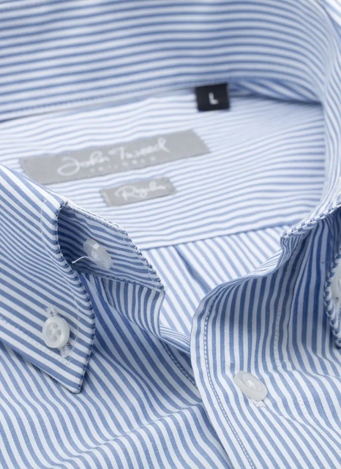Camisa Oxford Risca Azul | JOHN TWEED TAILORED