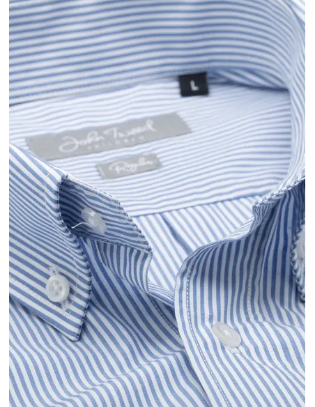 Blue Stripe Cotton Oxford Shirt | Classic Men's Shirts | JOHN TWEED