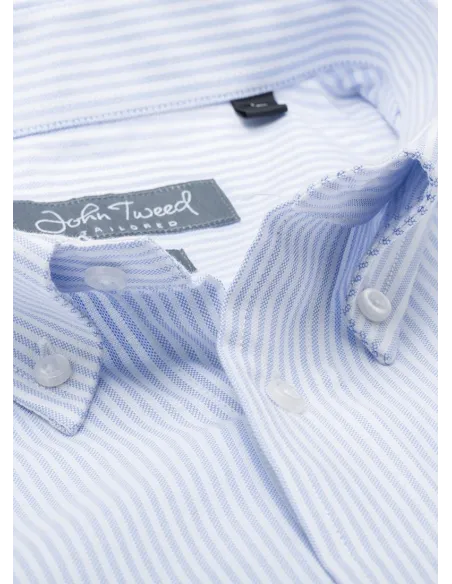 Camisa Oxford Risca Azul | JOHN TWEED TAILORED