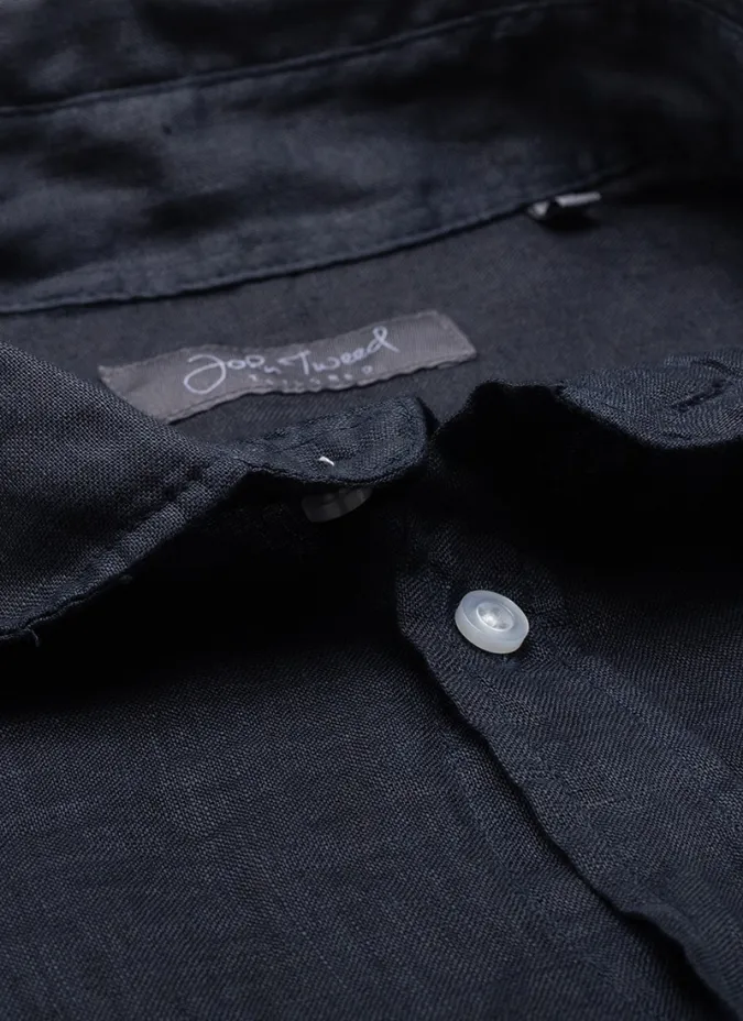 NAVY BLUE LINEN SHIRT | JOHN TWEED TAILORED
