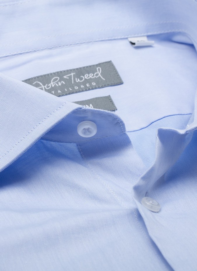 Camisa Clássica Azul Punho Duplo