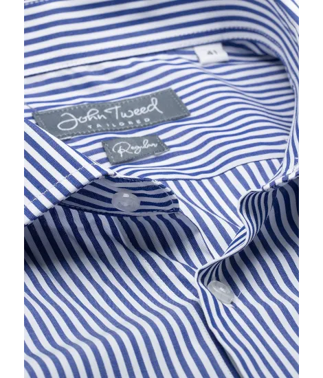 Camisa Clássica Risca Azul Escura 2