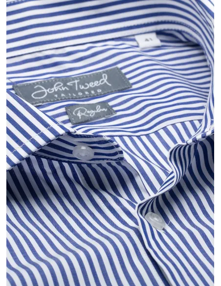 Camisa Clássica Risca Azul Escura