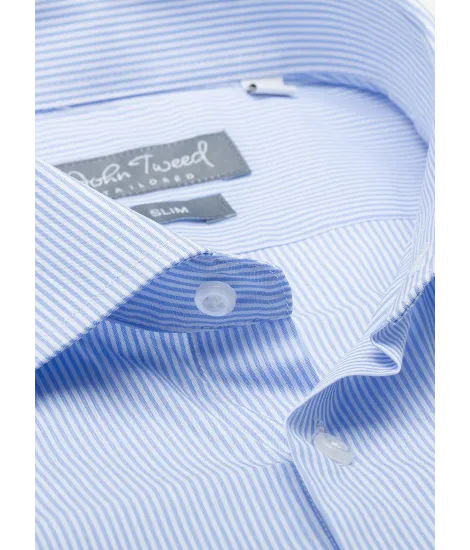 Camisa Clássica Risca Azul Clara 2